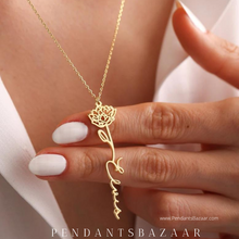 Load image into Gallery viewer, Birth Flower Name Necklace
