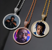 Load image into Gallery viewer, Studded Round Photo Necklace (V2)