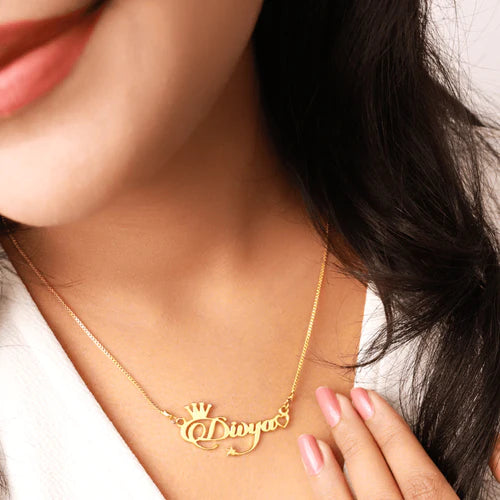 Crowned LoveBeat ( Custom Name Necklace )