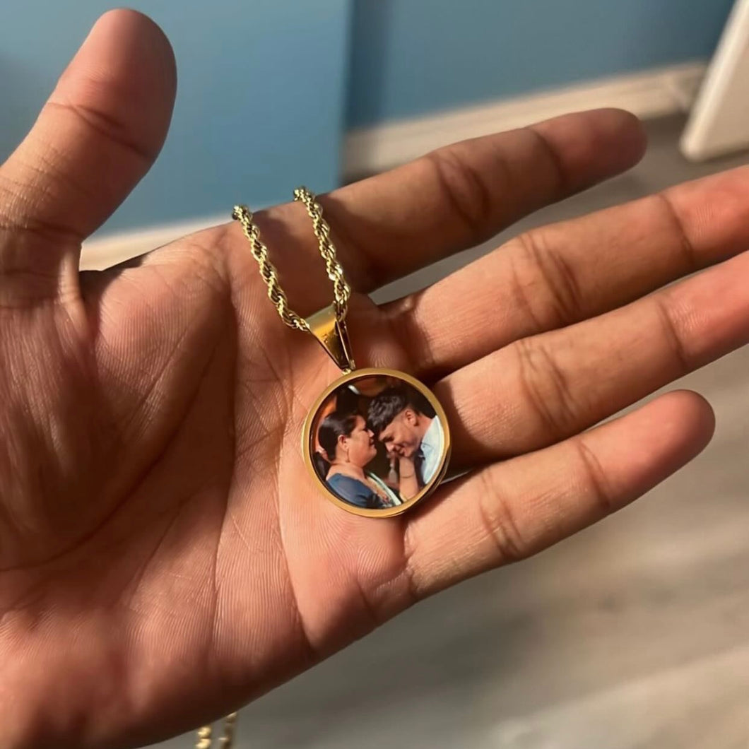 Round Photo Necklace (Coloured)