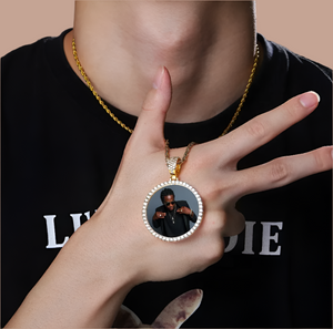 Studded Round Photo Necklace (V2)