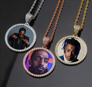 Studded Round Photo Necklace (V2)
