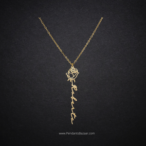 Vertical Rose Name Necklace