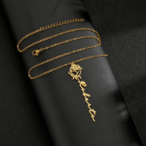 Vertical Rose Name Necklace
