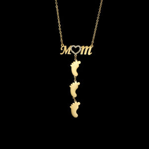 Custom MOM Necklace (Babyfeet)