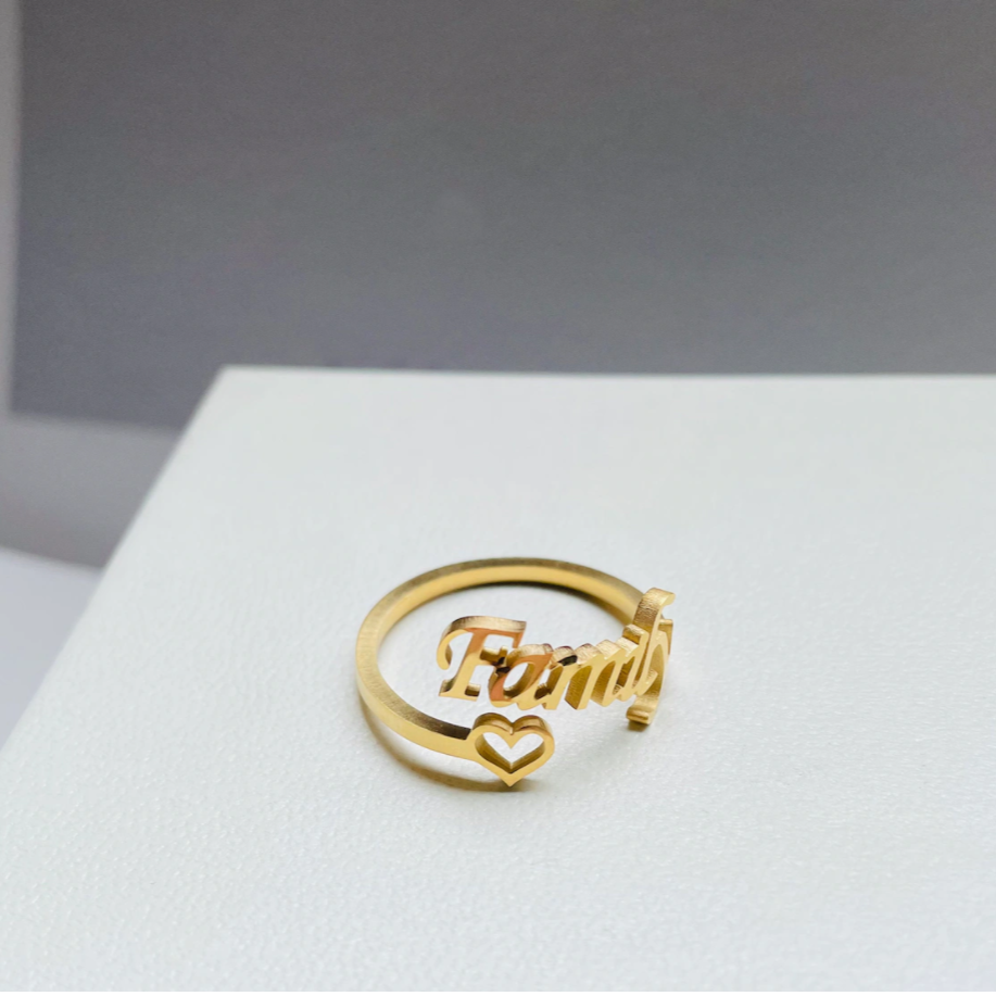 Name ring with heart deals